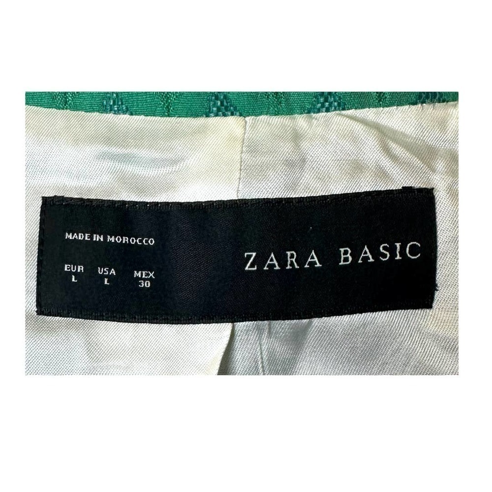 Zara Basic Emerald Jacquard Geometric Print Single Breasted Blazer - Picture 11 of 13
